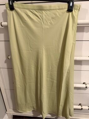 Calvin Klein Light Lime Bias Midi Slip Skirt